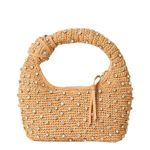 Btb Los Angeles Maeve Crystal Raffia Hobo Bag